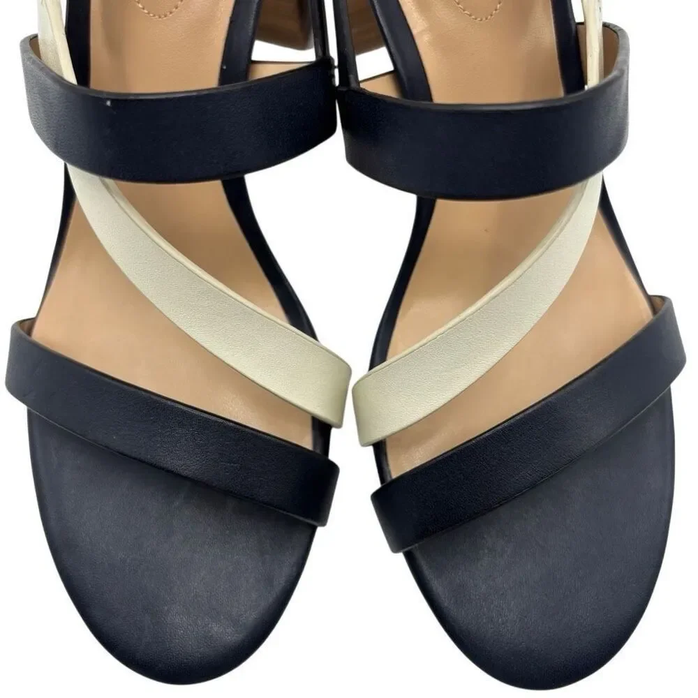 Lauren Ralph Lauren Mackensie Heeled Sandals‎ Black/Cream Size 9B NEW NWOT